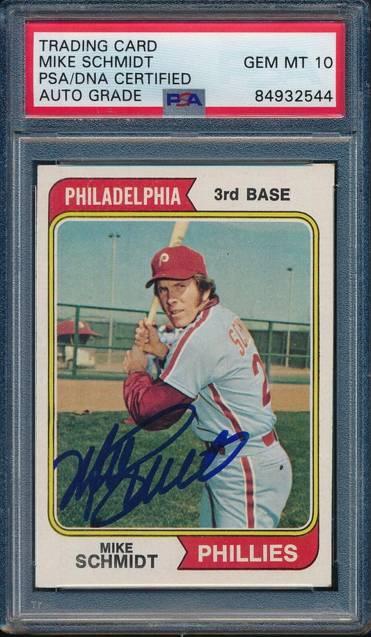 1974 Topps Mike Schmidt Phillies #283 Card Signed PSA/DNA GEM MINT 10 179370