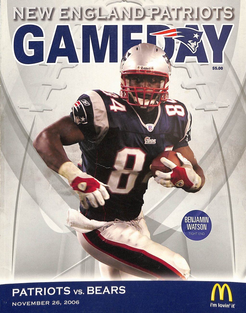 2006 11/26 Patriots vs. Bears Football NFL Game Program Tom Brady 178329