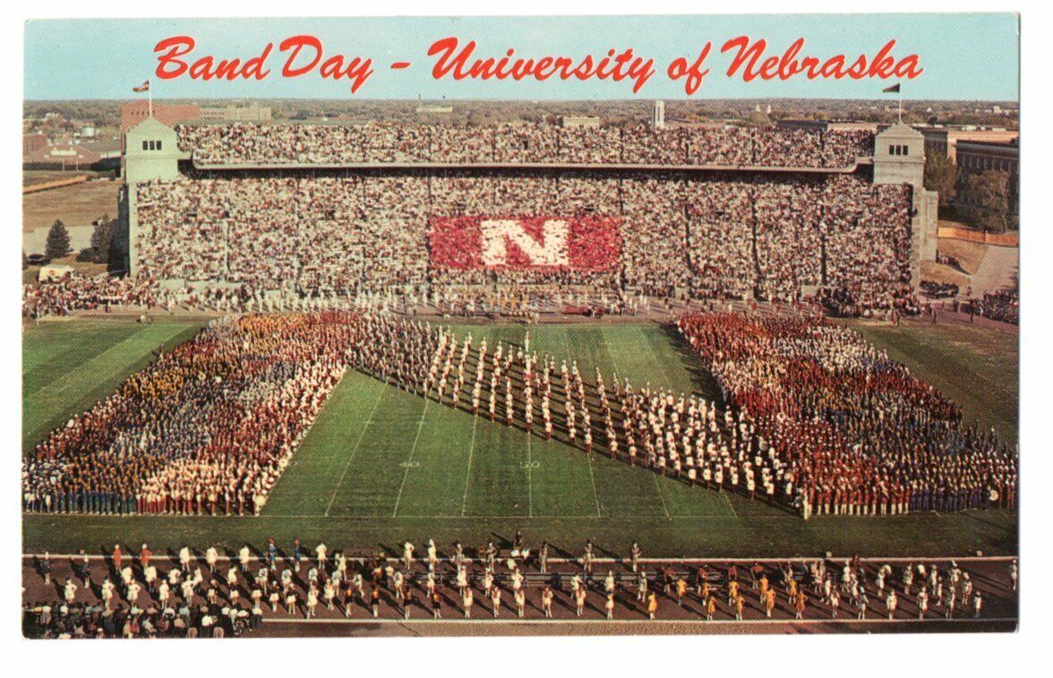 Vintage Unused Postcard Univ of Nebraska Stadium Band Day Centennial 143642