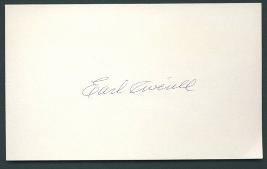 Earl Averill Indians (d.1983) HOF Signed 3x5 index card 120214