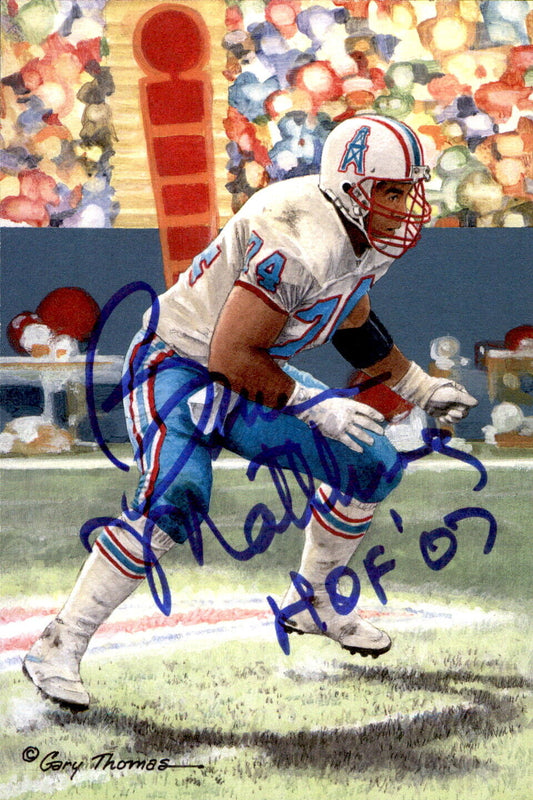 Bruce Matthews HOF Autographed Goal Line Art GLAC Postcard Oilers JSA