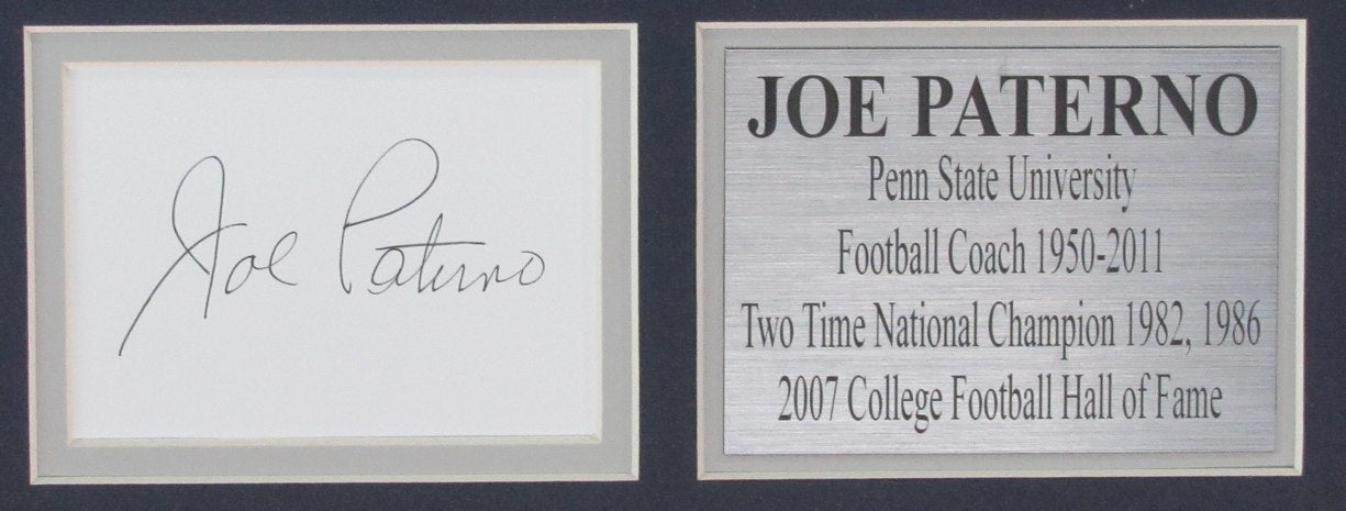 Joe Paterno PSU Signed/Autographed Cut Card with 11x14 Photo Framed JSA 193287