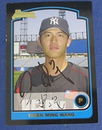 Chien-Ming Wang Yankees Autographed/Signed 2003 Bowman Baseball Card #BDP165