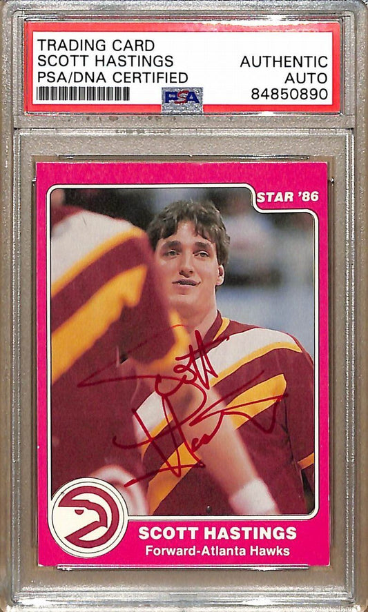 1985-86 Star Company #43 Scott Hastings Hawks Signed/Auto Card PSA/DNA 178948