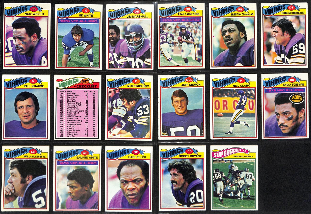 1977 TOPPS Football Minnesota Vikings Starter Team Set (14/28) Cards 189267