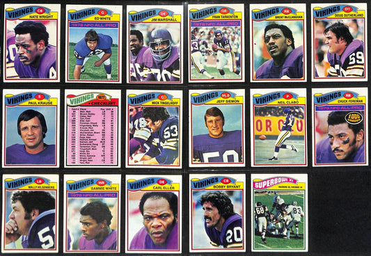1977 TOPPS Football Minnesota Vikings Starter Team Set (14/28) Cards 189267