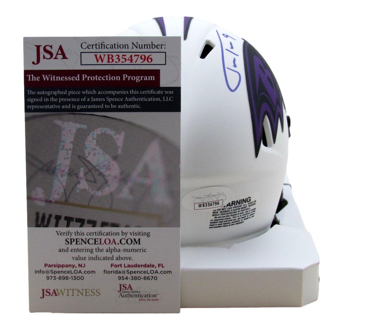 Justin Tucker Signed/Auto Lunar Eclipse Mini Football Helmet Ravens JSA 189758