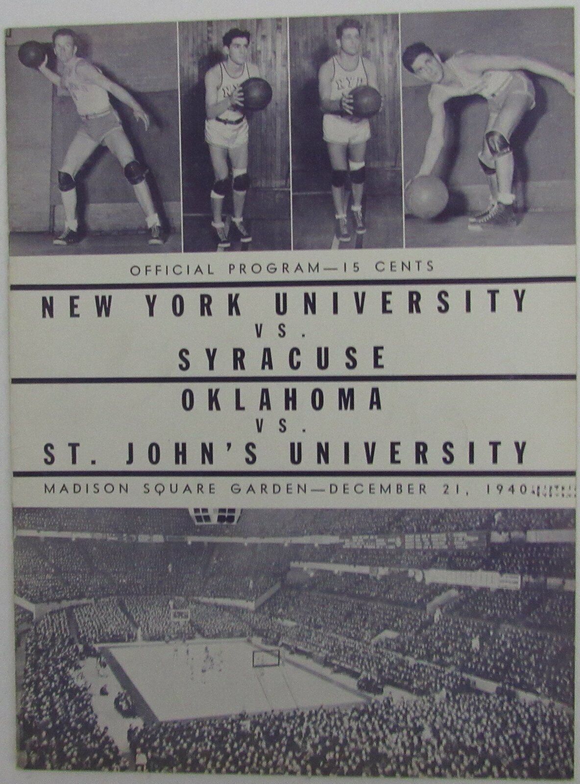 1940 NCAA Basketball Doubleheader Games Program at Madison Square Garden  145176