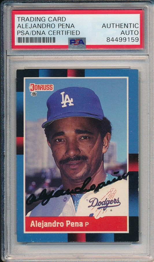 Alejandro Pena LA Dodgers Signed/Auto 1988 Donruss Card #598 PSA/DNA 166113