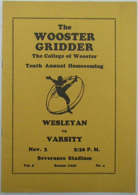 1928 Wooster College vs. Wesley College Football Game Program 130337