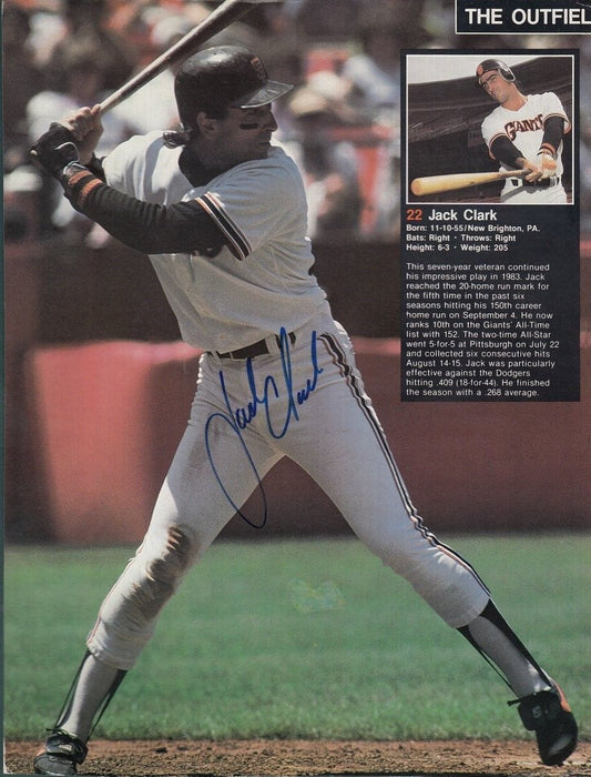 Jack Clark Giants Signed/Autographed Magazine Page Photo 8x10 128702