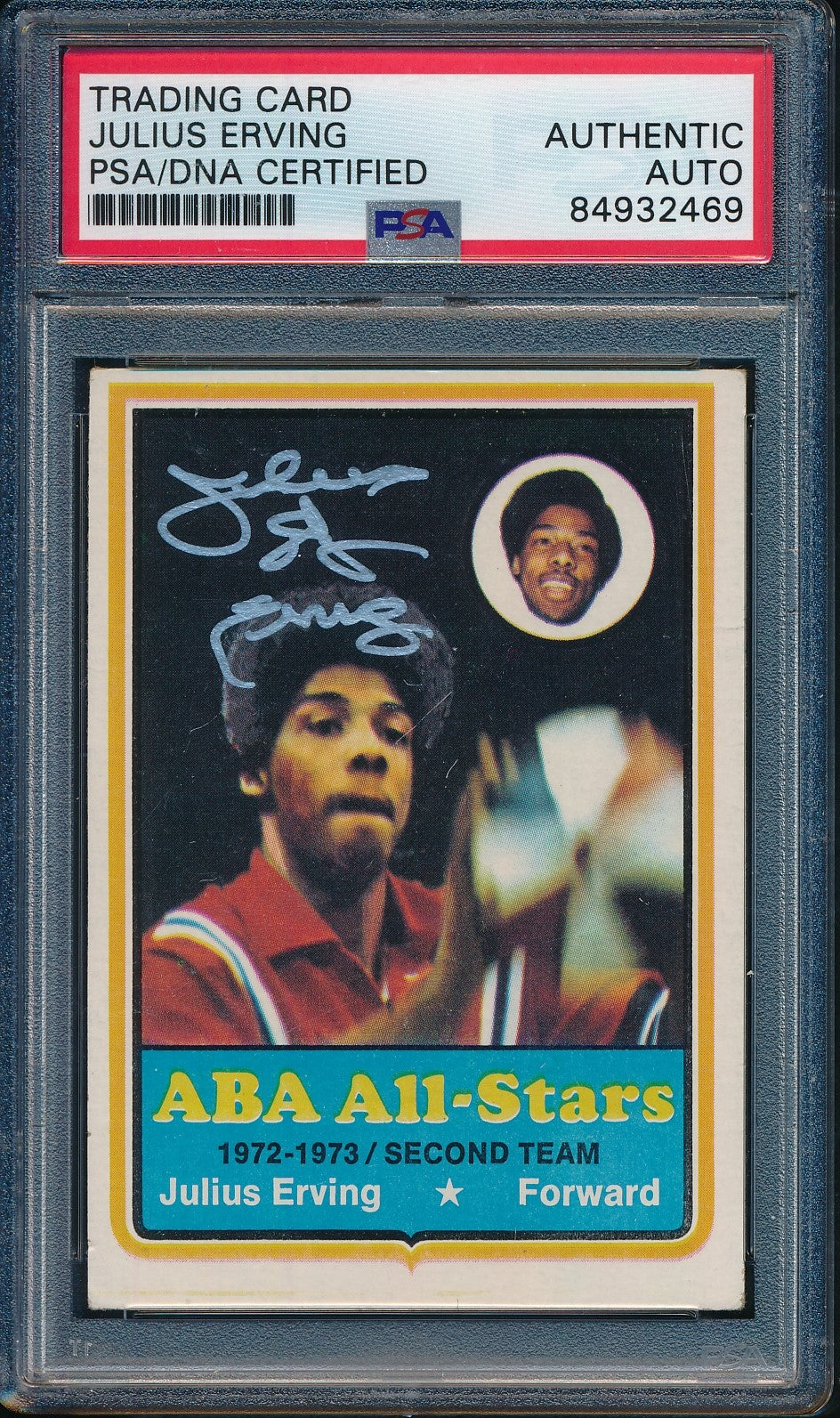 1973-74 Topps #240 Signed/Auto Julius Dr. J Erving HOF 76ers PSA/DNA