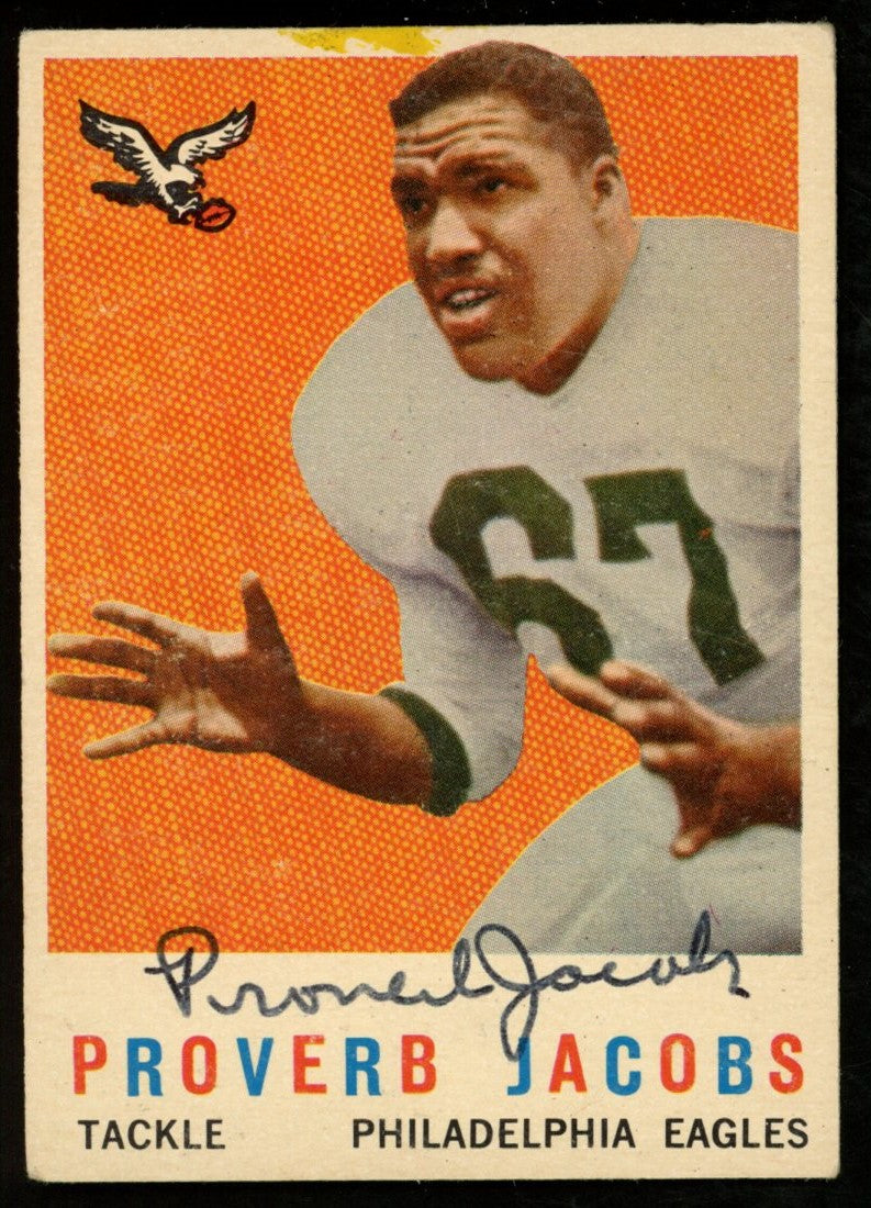 1959 TOPPS Football Card #108 Signed/Auto Proverb Jacobs Philadelphia Eagles
