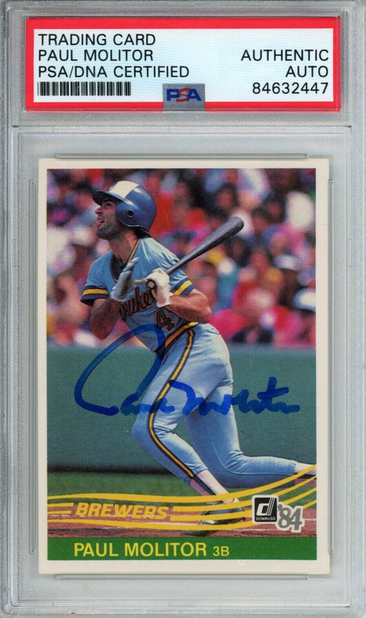 1984 Donruss Paul Molitor HOF #107 Card Signed Milwaukee Brewers PSA/DNA