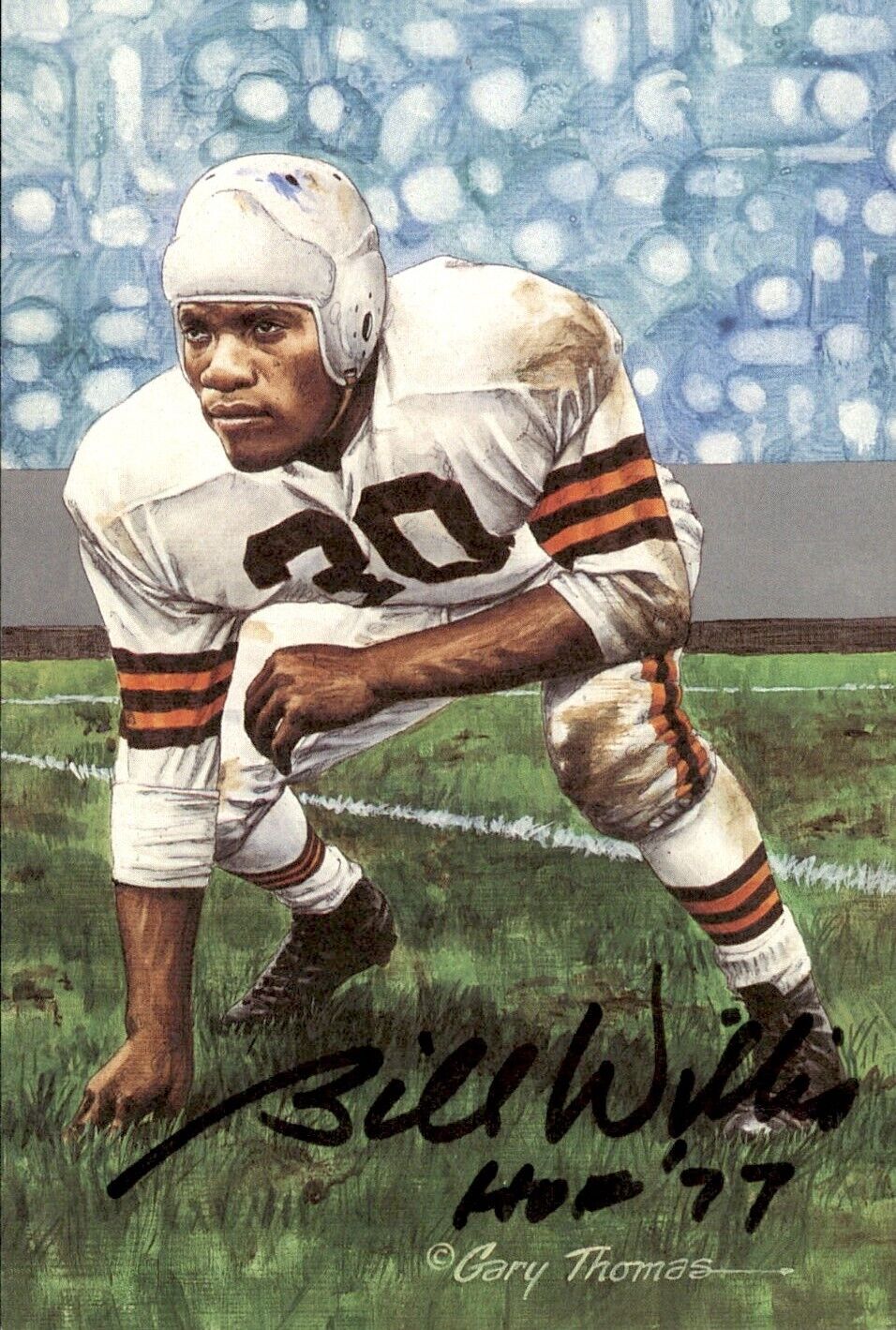 Bill Willis HOF Autographed/Inscribed Goal Line Art GLAC Postcard Browns JSA