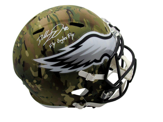 Dallas Goedert Signed/Inscr Full Size Camo Replica Helmet Fanatics