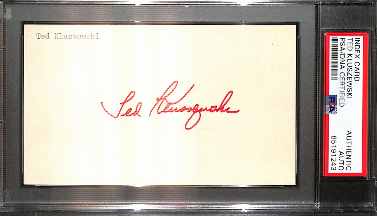Ted Kluszewski Signed/Auto 3x5 Index Card Cincinnati Reds PSA/DNA 187233