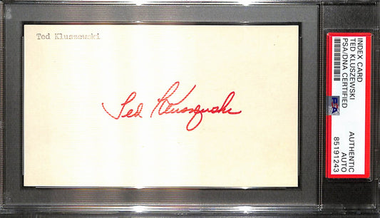 Ted Kluszewski Signed/Auto 3x5 Index Card Cincinnati Reds PSA/DNA 187233