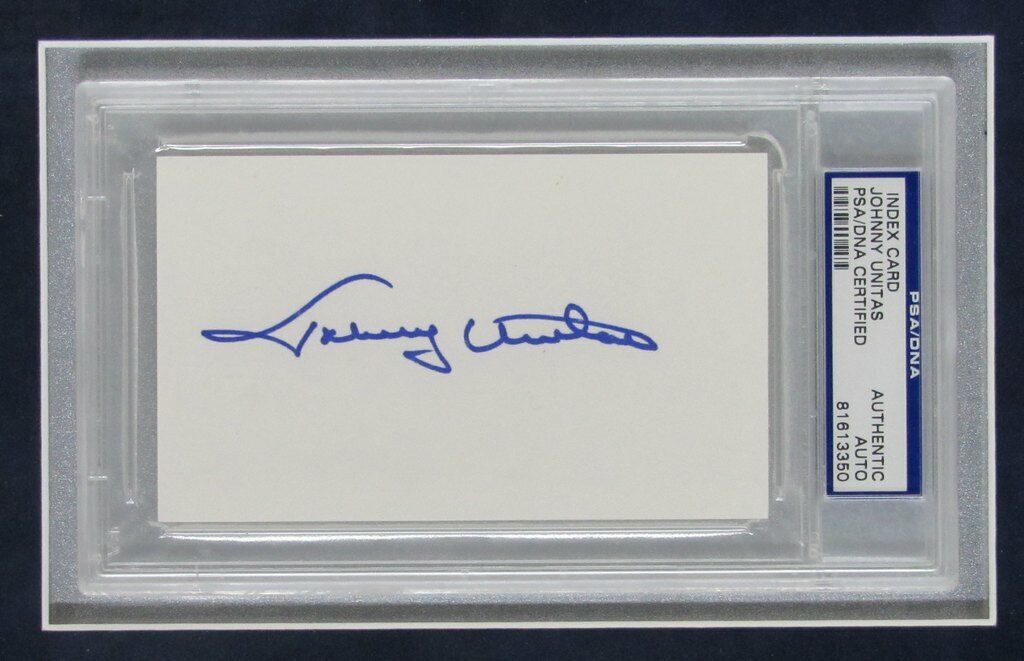 Johnny Unitas Colts HOF Signed 3x5 Index Photo Collage Framed PSA/DNA 141803