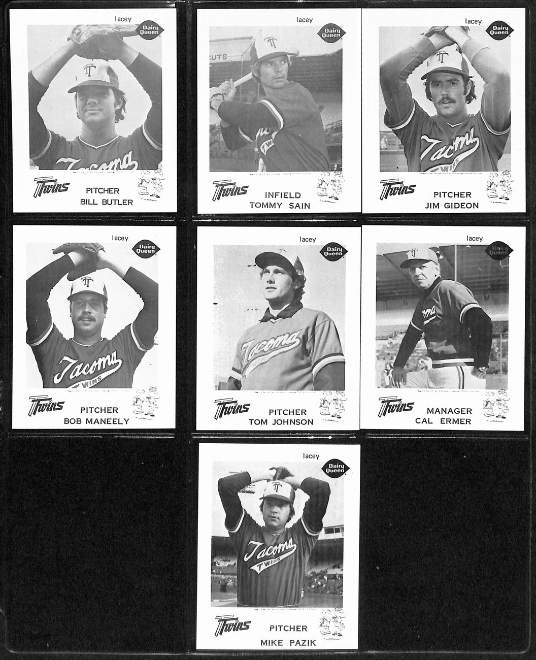 1975 Dairy Queen Baseball Tacoma Twins Complete Team Set (25/25) Cards 189371