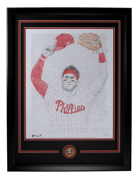 Bryce Harper Unsigned 16x20 Word Art Print Philadelphia Phillies Framed