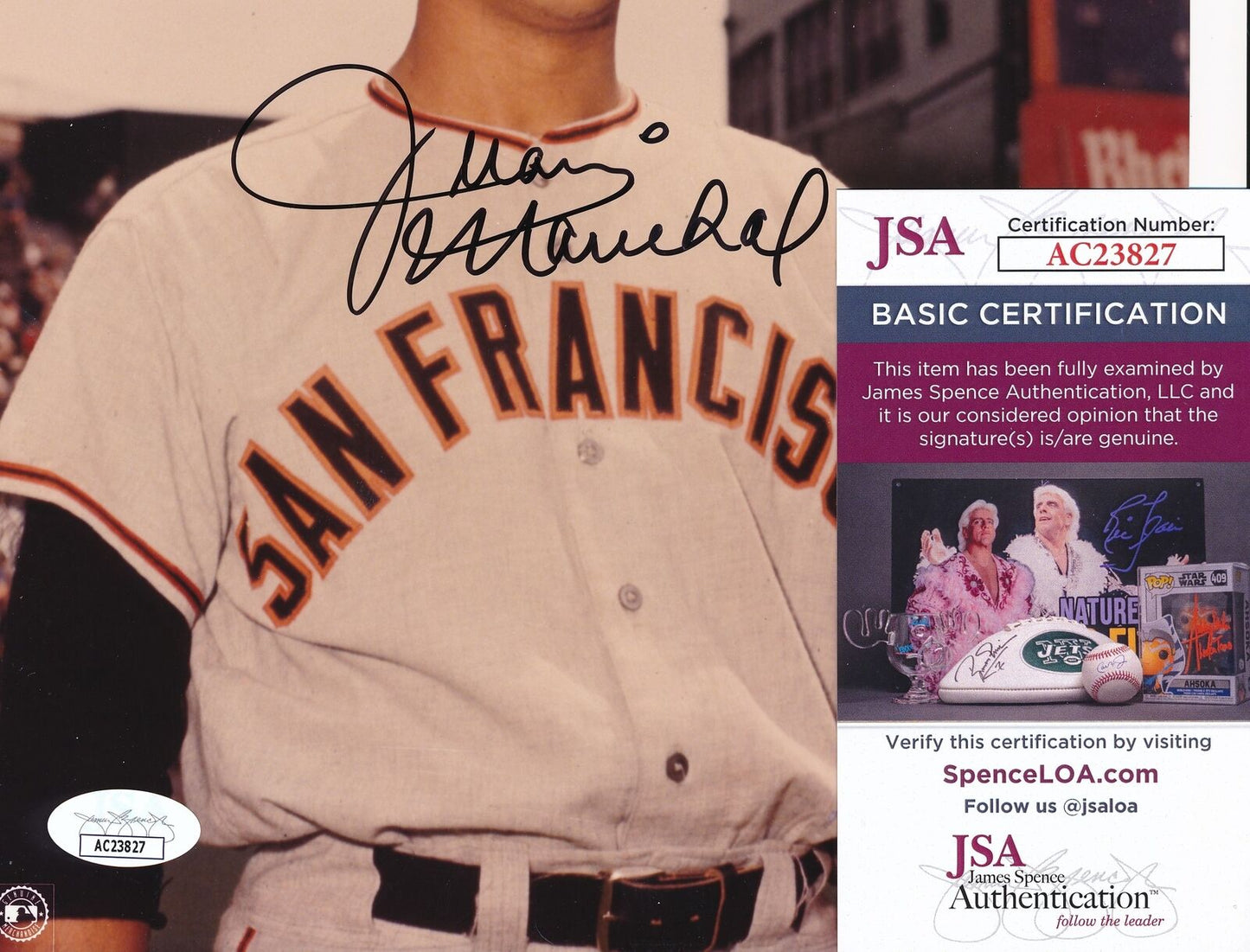 Juan Marichal HOF Autographed 8x10 Photo San Francisco Giants JSA