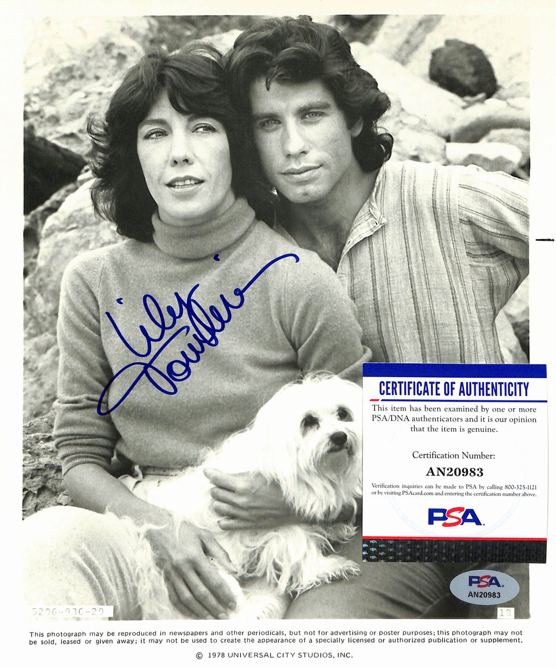 Lily Tomlin Signed/Auto 8x10 Photo "Moment by Moment" PSA/DNA 189067