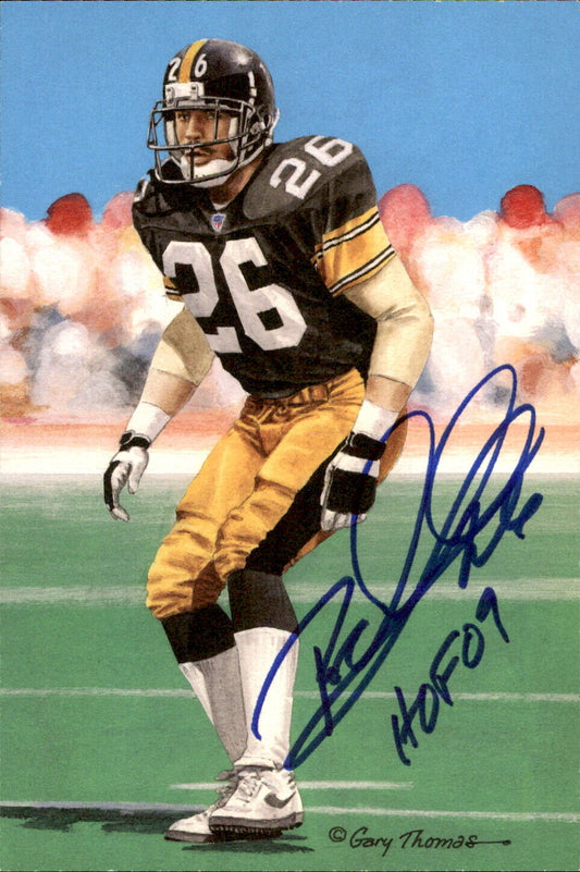 Rod Woodson HOF Autographed/Inscribed Goal Line Art GLAC Postcard Steelers JSA