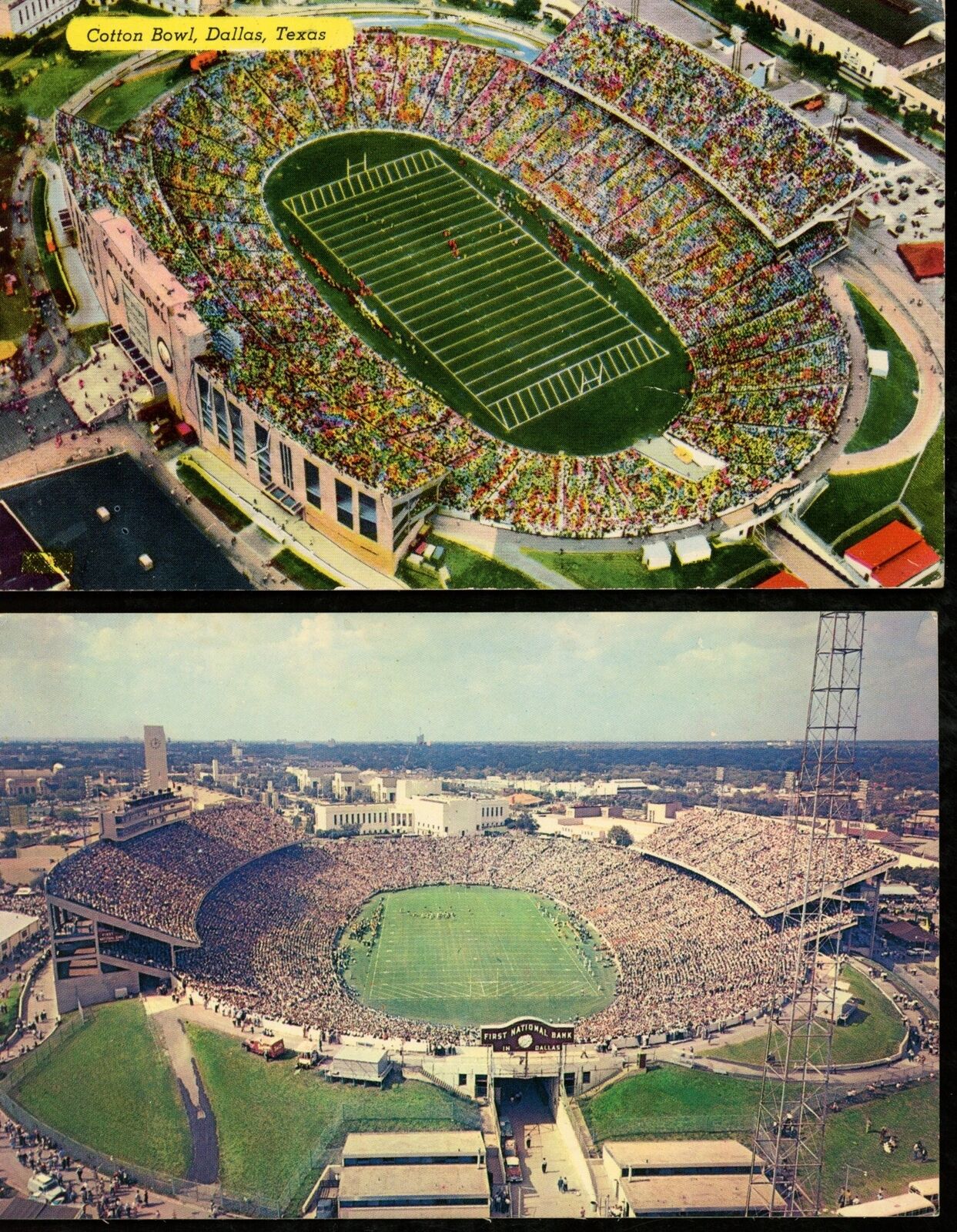 Lot of (2) 1950's Postcards Cotton Bowl Stadium Dallas, Texas 176183