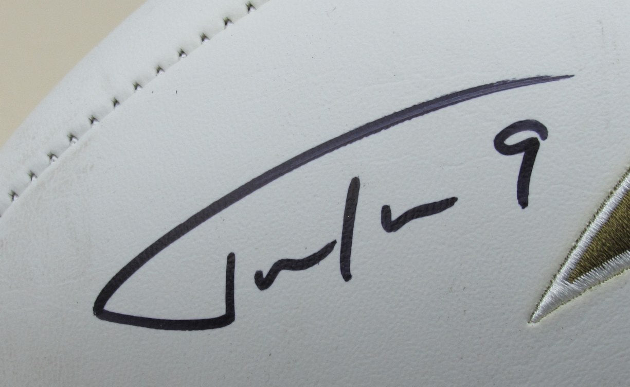 Justin Tucker Signed/Autographed White Ravens Logo Football w/ Stats JSA 189764