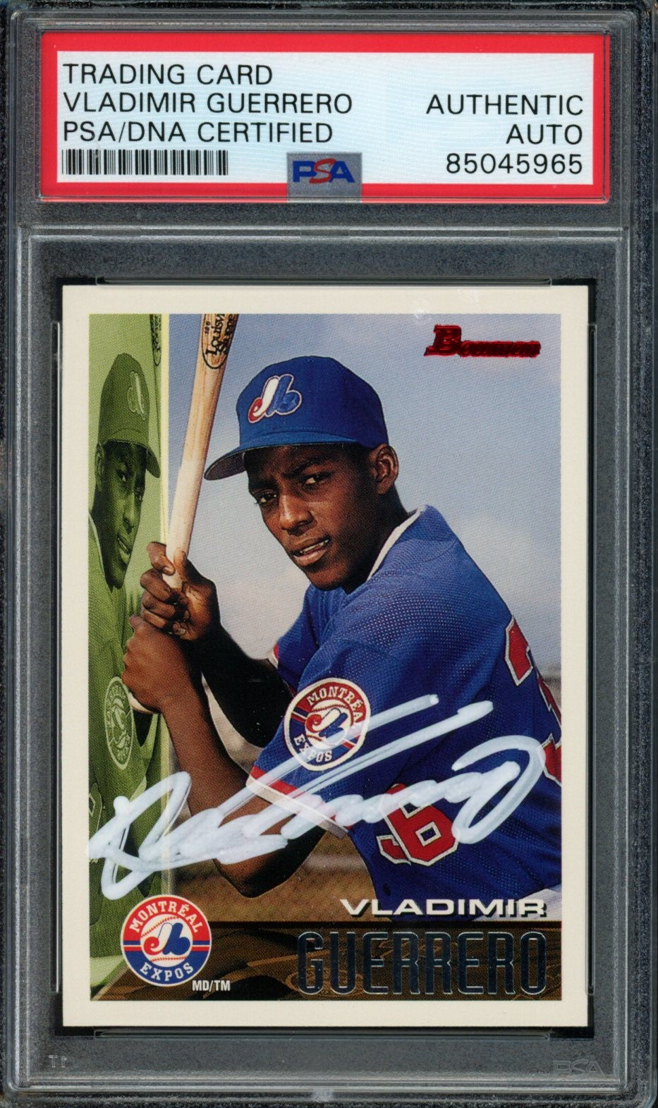 Vladimir Guerrero Montreal Expos Autographed 1995 Bowman Rookie Card #90 PSA/DNA