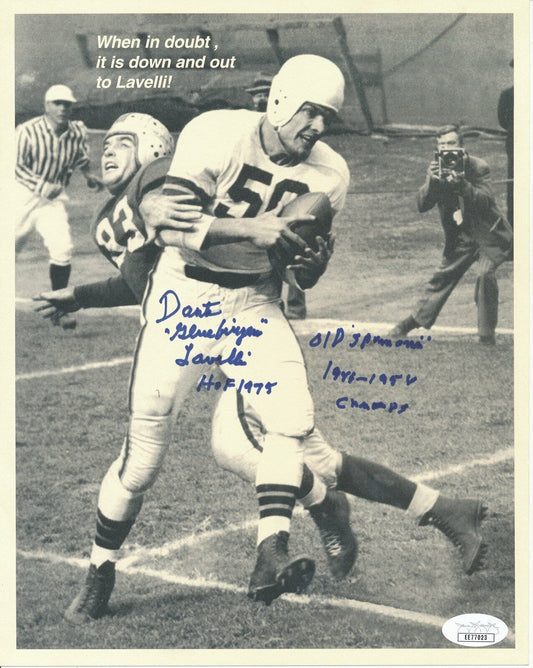 Dante Glue Fingers Lavelli Browns HOF Signed/Inscribed 8x10 B/W Photo JSA 144800