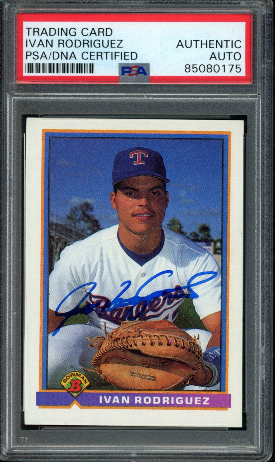 Ivan Rodriguez HOF Autographed 1991 Bowman Rookie Card #272 Rangers PSA/DNA
