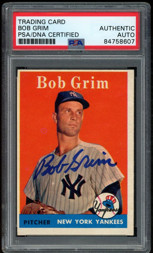 1958 TOPPS Bob Grim #224 Authentic Card Signed New York Yankees PSA/DNA