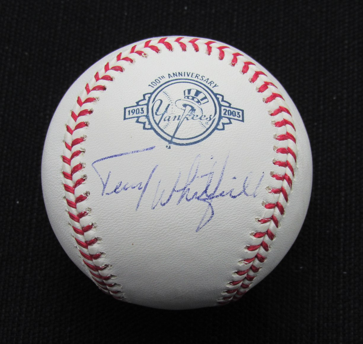 Terry Whitfield Signed/Auto Yankees 100th OML Baseball JSA  186872