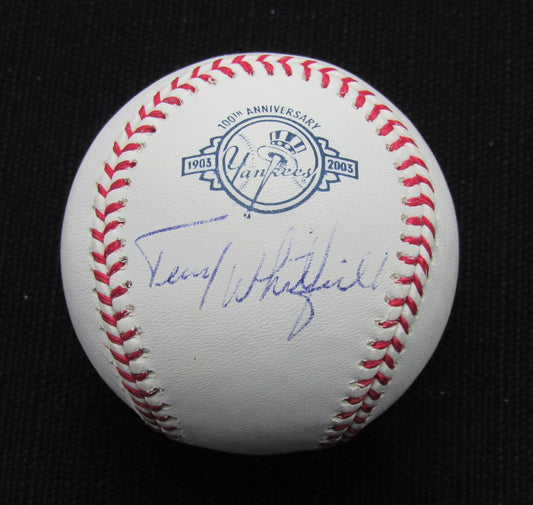 Terry Whitfield Signed/Auto Yankees 100th OML Baseball JSA  186872