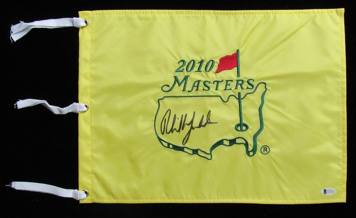 Phil Mickelson Signed/Autographed 2010 Masters Pin Flag Beckett 190136