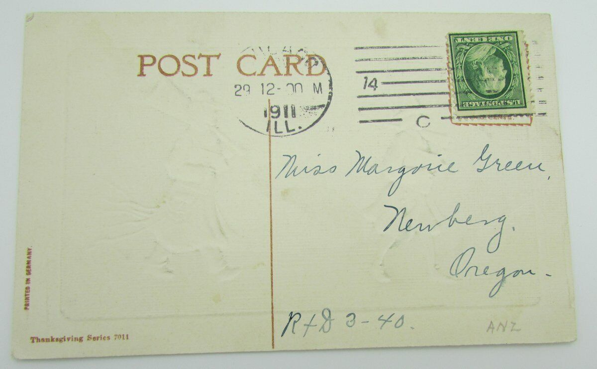 Vintage Postcard postmarked 1911 with a Thanksgiving saying 140060