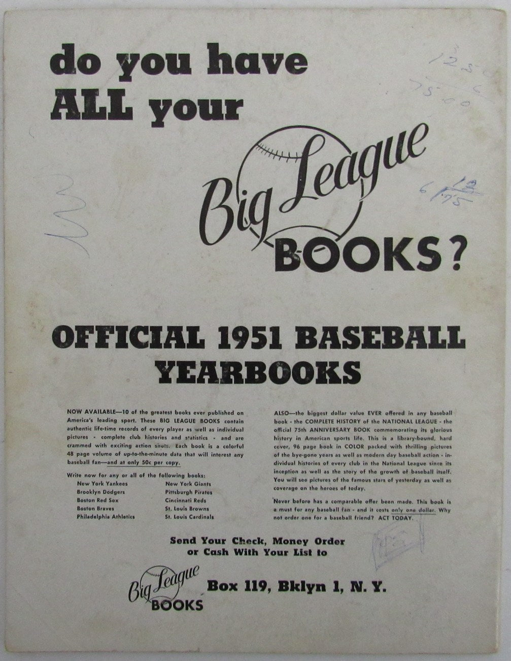 Vintage 1951 Cincinnati Reds Yearbook 175614