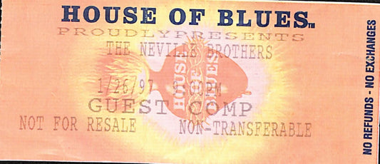The Neville Brothers House of Blues Ticket Stub 1/26/1997 BA187584