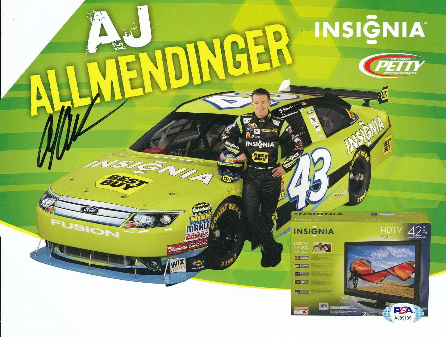 AJ Allmendinger NASCAR Driver Signed/Autographed 8x10 Photo PSA/DNA 164367