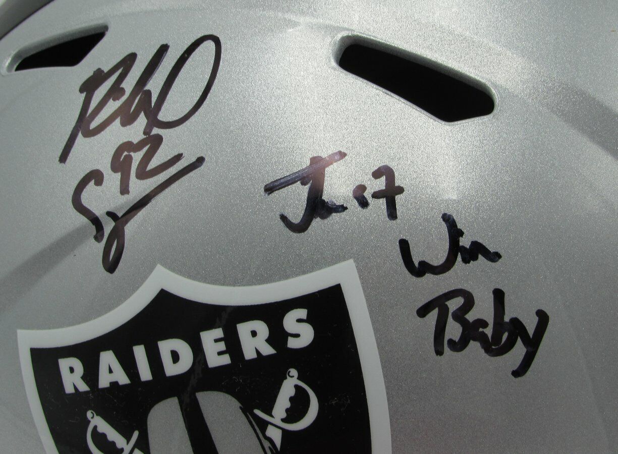 Richard Seymour Signed  Raiders Speed Full Size Replica Helmet Beckett 160591