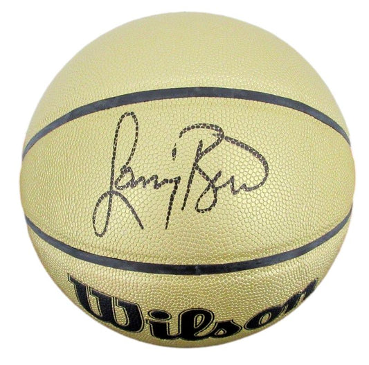 Larry Bird HOF Autographed Gold Wilson NBA Basketball Boston Celtics JSA 183126