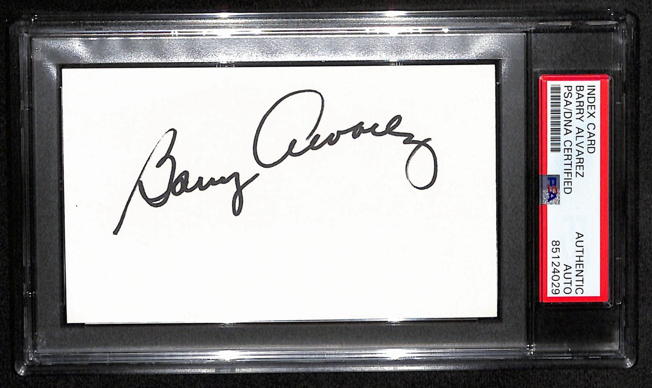 Barry Alvarez Signed 3x5 Index Card University of Wisconsin PSA/DNA 185462