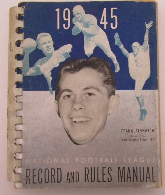 1945 NFL Records & Rules Manual Original Frank Sinkwich Detroit Lions 128238