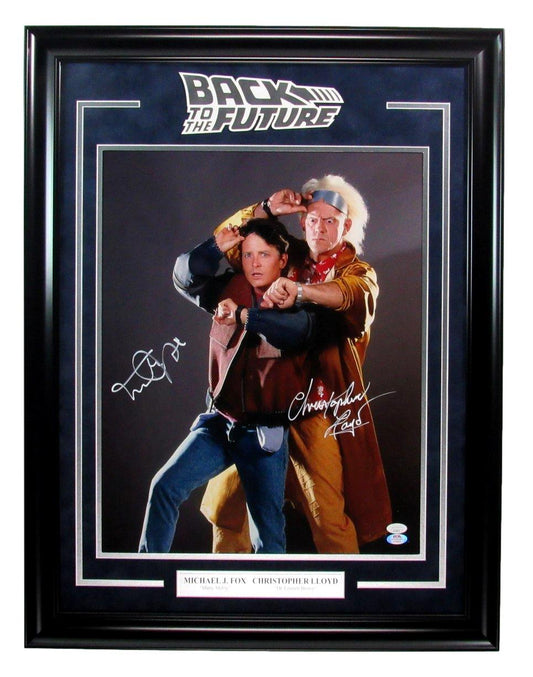 Michael J Fox/Christopher Lloyd Dual-Autographed 16x20 Photo Framed JSA 184599