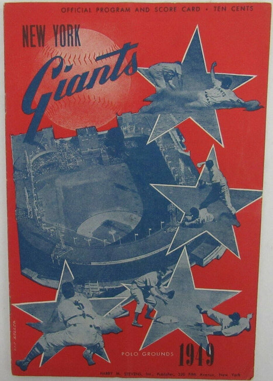 1949 New York Giants vs. Boston Braves Program & Score Card Spahn Durocher