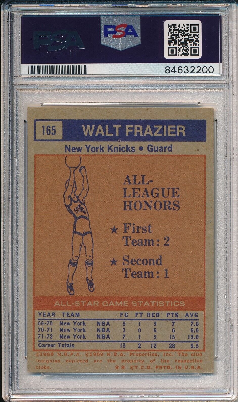 1972-73 Topps Walt Frazier HOF #165 Card Signed Knicks PSA/DNA