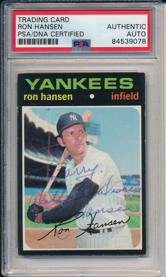 Ron Hansen Yankees Signed/Autographed 1971 TOPPS Card #419 PSA/DNA 166826