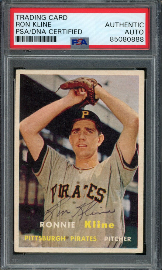 Ron Kline Signed 1957 Topps Trading Card #256 Pirates PSA/DNA 184002